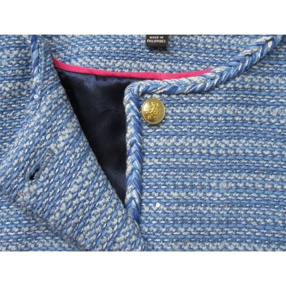 NWT J.Crew Louisa Lady Jacket in Bright Peri Sequin Tweed Cropped 10 - Picture 5 of 6